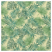 Palm Blätter Tropical Print Yellow Fabric Stoff (Nahaufnahme)