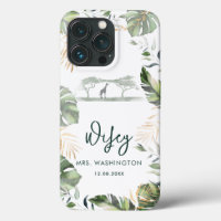Palm Blätter Tropical Safari Wifey Script Bride