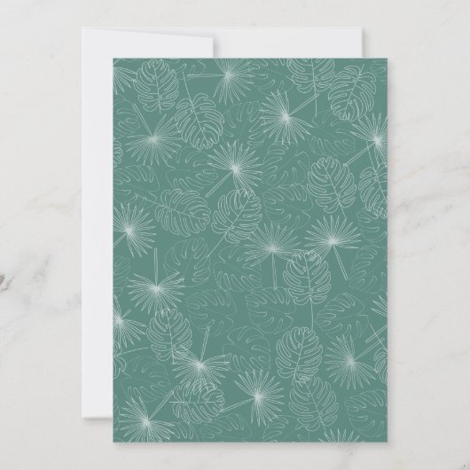 Palm Blätter Tropical Seashell Aqua Wedding Save The Date (Rückseite)