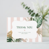 Palm Blätter tropisches Brautparty danke Karte (Stehend Vorderseite)