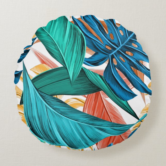 Palm Blätter tropisches exotisches Akzent Kissen (Vorderseite)