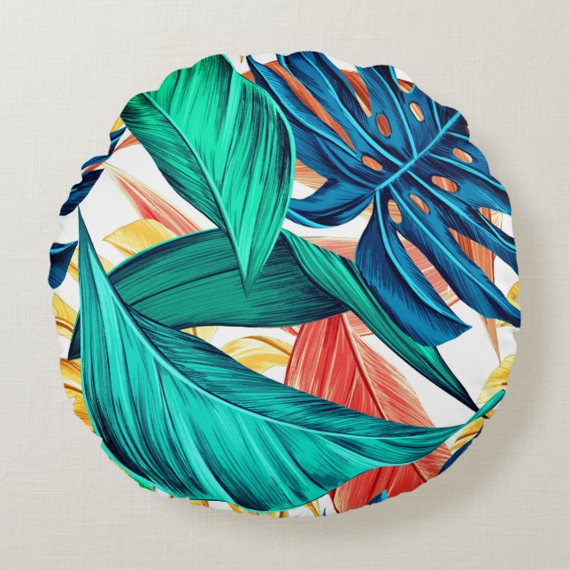 Palm Blätter tropisches exotisches Akzent Kissen (Vorderseite)