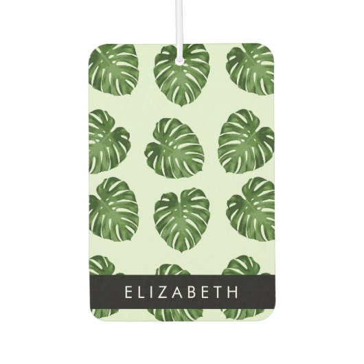 Palm-Blätter, tropisches Muster, Ihr Name Autolufterfrischer (Vorderseite)