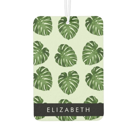 Palm-Blätter, tropisches Muster, Ihr Name Autolufterfrischer (Rückseite)