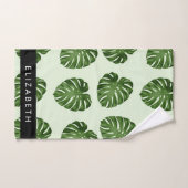 Palm-Blätter, tropisches Muster, Ihr Name Badhandtuch Set (Handtuch)