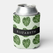 Palm-Blätter, tropisches Muster, Ihr Name Dosenkühler (Kanne Vorderseite)