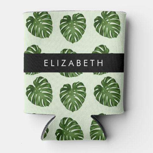 Palm-Blätter, tropisches Muster, Ihr Name Dosenkühler (Vorderseite)