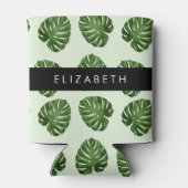 Palm-Blätter, tropisches Muster, Ihr Name Dosenkühler (Rückseite)