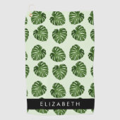 Palm-Blätter, tropisches Muster, Ihr Name Golfhandtuch (Vorderseite)