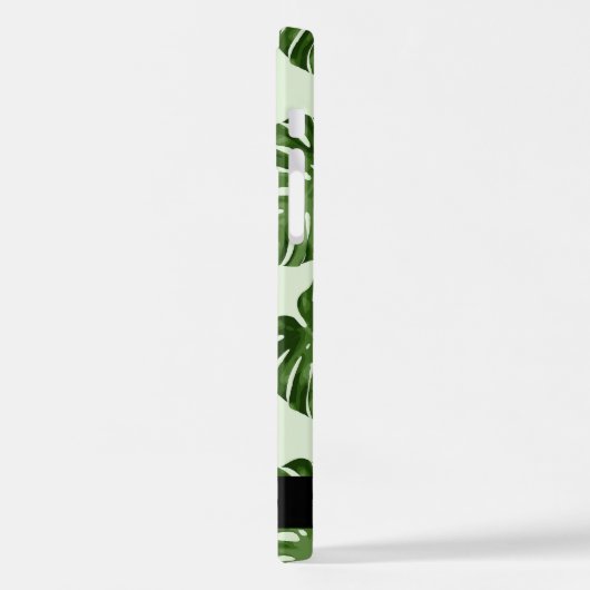 Palm-Blätter, tropisches Muster, Ihr Name iPhone Hülle (Linke Seite)