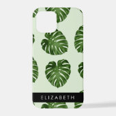Palm-Blätter, tropisches Muster, Ihr Name iPhone Hülle (Rückseite)