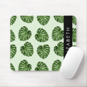 Palm-Blätter, tropisches Muster, Ihr Name Mousepad (Mit Mouse)