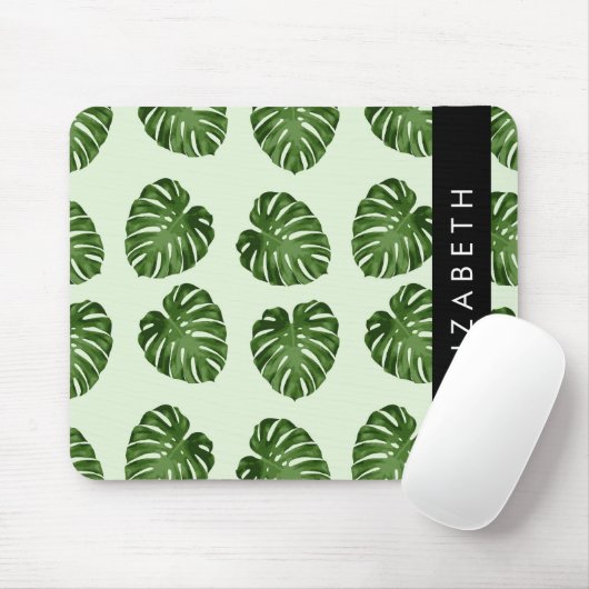 Palm-Blätter, tropisches Muster, Ihr Name Mousepad (Mit Mouse)