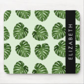 Palm-Blätter, tropisches Muster, Ihr Name Mousepad (Vorne)