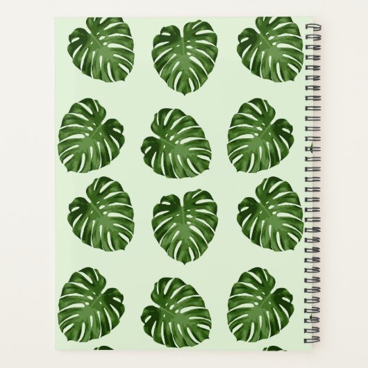 Palm-Blätter, tropisches Muster, Ihr Name Planer (Rückseite)