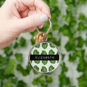 Palm-Blätter, tropisches Muster, Ihr Name Schlüsselanhänger (Hand)