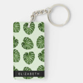 Palm-Blätter, tropisches Muster, Ihr Name Schlüsselanhänger (Rückseite)