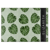 Palm-Blätter, tropisches Muster, Ihr Name Schneidebrett (Vorderseite)