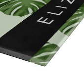 Palm-Blätter, tropisches Muster, Ihr Name Schneidebrett (Ecke)