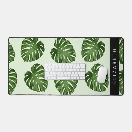 Palm-Blätter, tropisches Muster, Ihr Name Schreibtischunterlage (Tastatur & Maus)