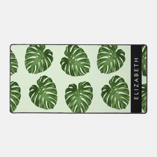 Palm-Blätter, tropisches Muster, Ihr Name Schreibtischunterlage (Vorderseite)