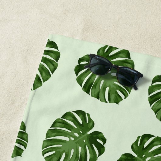 Palm-Blätter, tropisches Muster, Ihr Name Strandtuch (Beispiel)