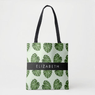 Palm-Blätter, tropisches Muster, Ihr Name Tasche