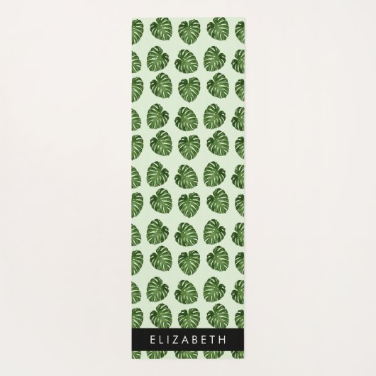Palm-Blätter, tropisches Muster, Ihr Name Yogamatte (Rückseite)