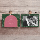 Palm Blätter Tropisches Pink & Green Seashell Foto Save The Date