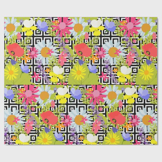 Palm Blätter und Blume Geschenkpapier (Flach)