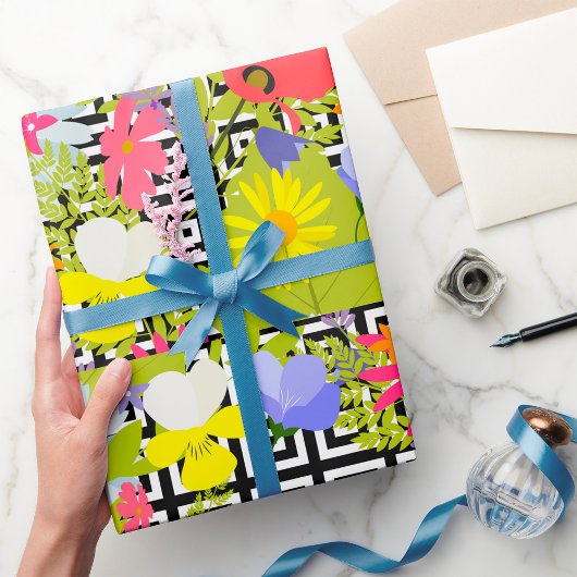 Palm Blätter und Blume Geschenkpapier