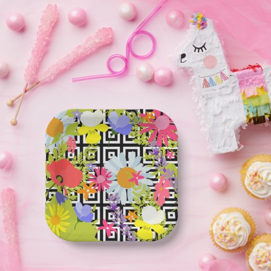 Palm Blätter und Blume Pappteller (Party)