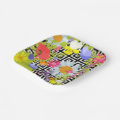 Palm Blätter und Blume Pappteller (Gewinkelt)