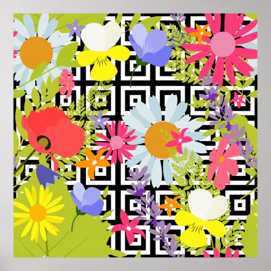 Palm Blätter und Blume Poster (Vorne)