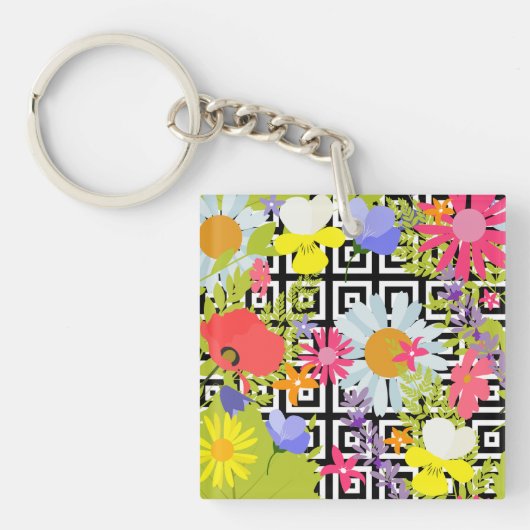 Palm Blätter und Blume Schlüsselanhänger (Vorderseite)