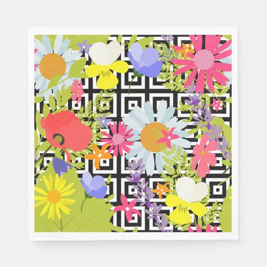 Palm Blätter und Blume Serviette (Vorderseite)