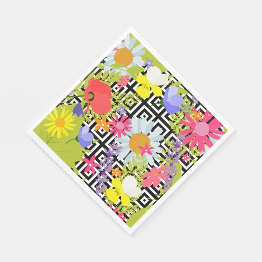 Palm Blätter und Blume Serviette (Ecke)