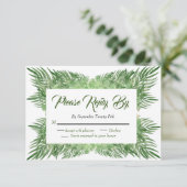 Palm Blätter und Eukalyptus Hochzeitliches Blattwe RSVP Karte (Stehend Vorderseite)