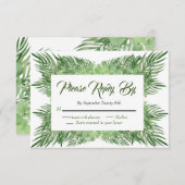 Palm Blätter und Eukalyptus Hochzeitliches Blattwe RSVP Karte (Vorne/Hinten)