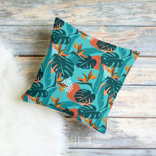 Palm Blätter und Hibiskus Blume tropische Muster Kissen