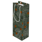 Palm-Blätter und Orangen Geschenktüte Für Weinflaschen (Vorderseite Schrägansicht)