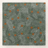 Palm-Blätter und Orangen Glasuntersetzer (Vorderseite)