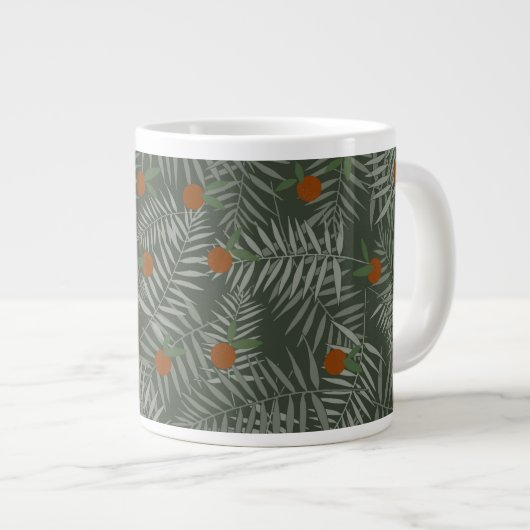Palm-Blätter und Orangen Jumbo-Tasse (Vorderseite Rechts)