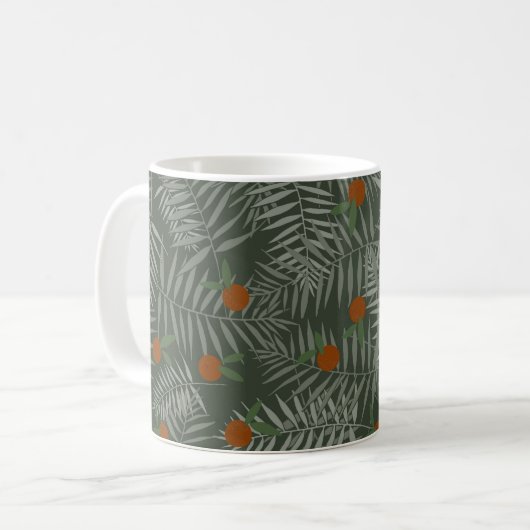 Palm-Blätter und Orangen Kaffeetasse (Vorderseite Links)