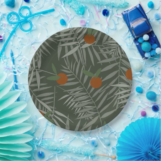 Palm-Blätter und Orangen Pappteller (Party)