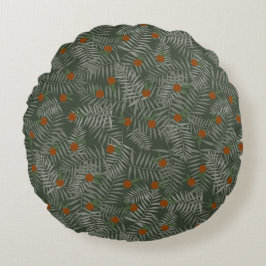 Palm-Blätter und Orangen Rundes Kissen