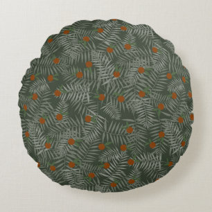 Palm-Blätter und Orangen Rundes Kissen