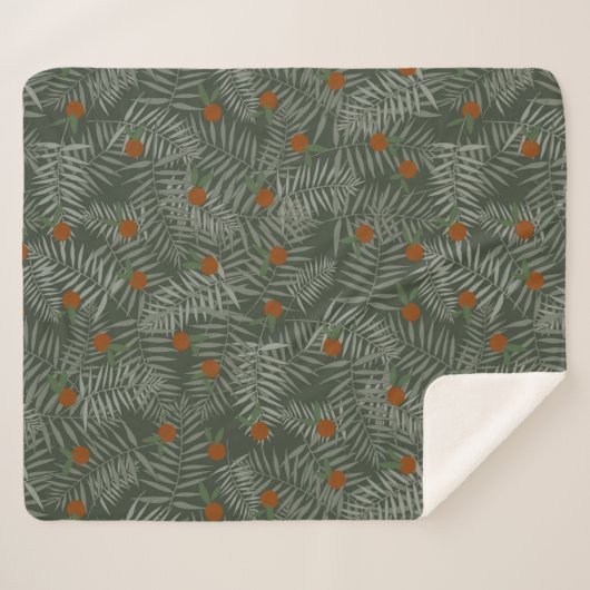 Palm-Blätter und Orangen Sherpadecke (Vorderseite (Horizontal))