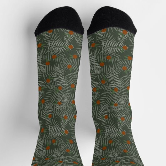 Palm-Blätter und Orangen Socken (Oben)