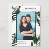 Palm Blätter und Punkte Save the Date Fotokarte (Vorderseite)